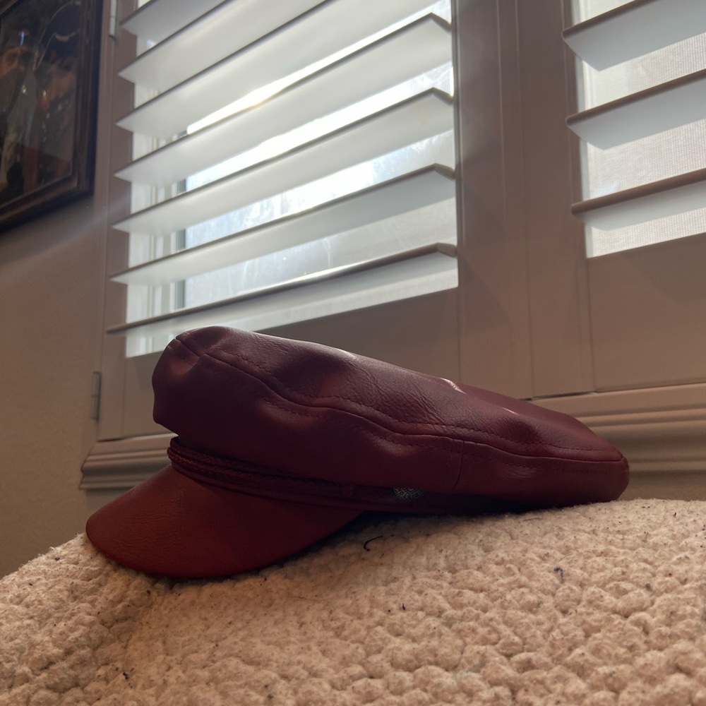 Red leather Brixton fiddler hat